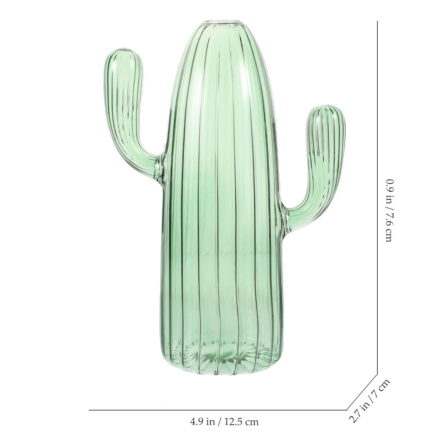 Totority Cactus Shaped Glass Hydroponic Vase Green Desktop Plant Terrarium Succulent Planter Home Table Centerpiece Decor