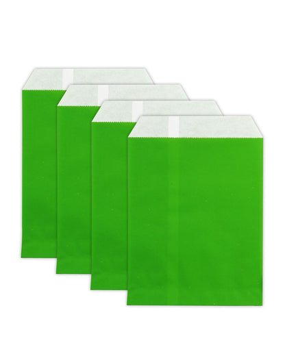KEYYOOMY 4x6 Inch Paper Treat Bags Green Candy Bags 100 Pack Candy Buffet Bag Small Paper Cookie Bag for Halloween Christmas Party (100 CT, 4x6 Inch)
