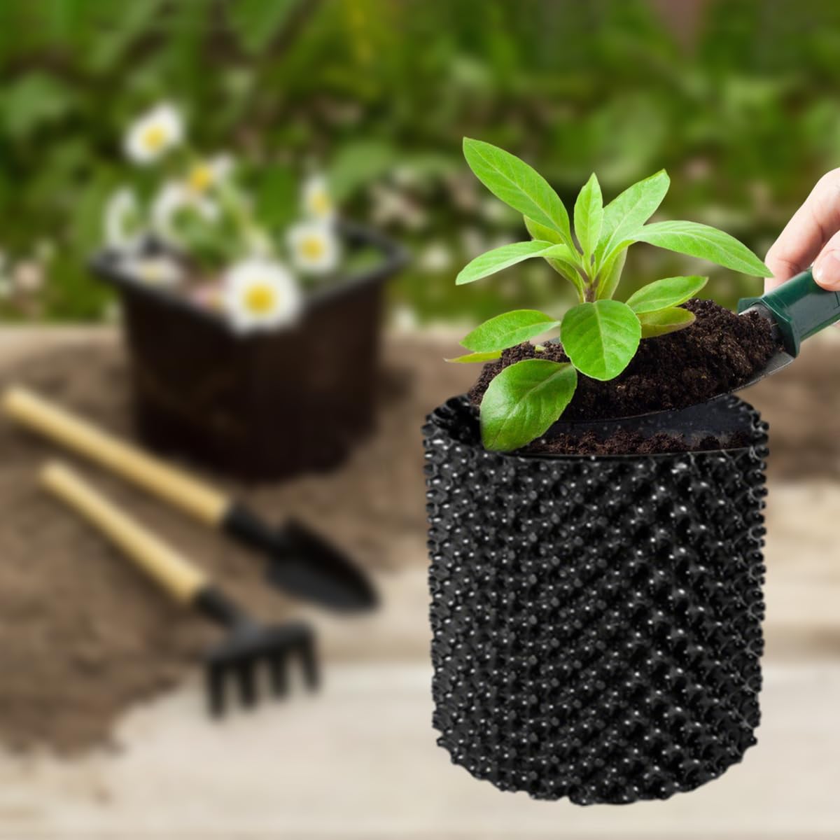Focefec 2.5 Gallon Air Pruning Containers, Plastic Nursery Pots 10pcs, Plant Pots for Vegetable, Fruit, Garden Use, Self-Planting Pots with Handles and Bases, Size 9.8'' x 8.7''