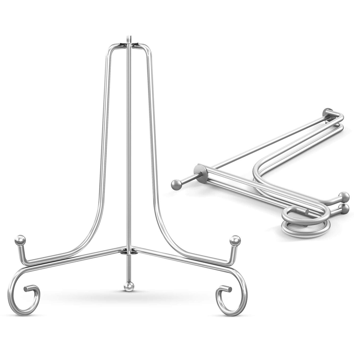 TR-LIFE Plate Stands for Display - 4 Inch Plate Holder Display Stand + Metal Easel Stand for Picture Frame, Decorative Plates, Photo, Book, Collectibles (2 Pack)