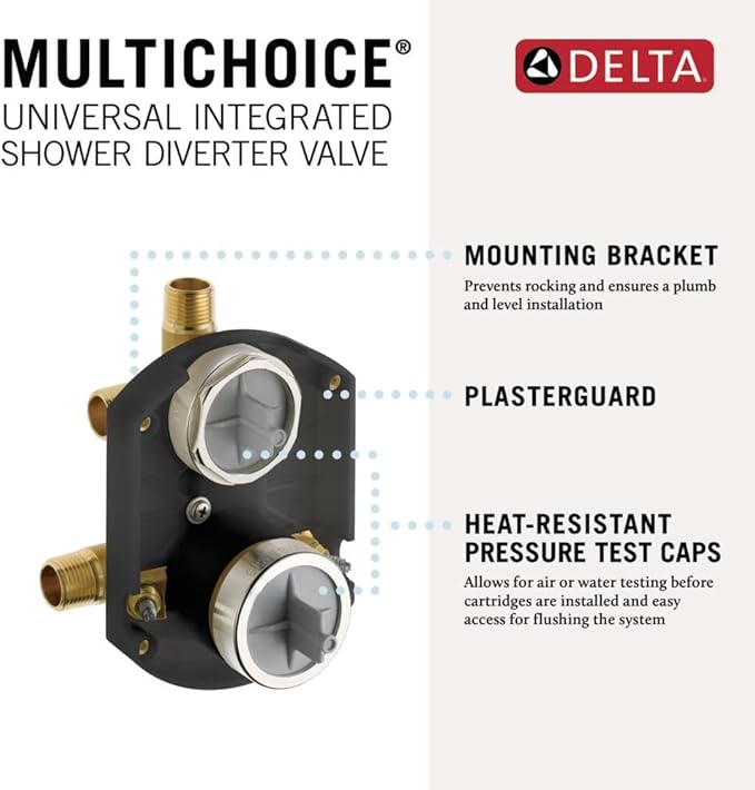 Delta Modern 14 Series Round Rain Shower System Faucet Set, Rainfall Matte Black Shower Head and Handle Set, Valve Trim Kit, 10 Inch, Matte Black T342702-BL (Valve Not Included)