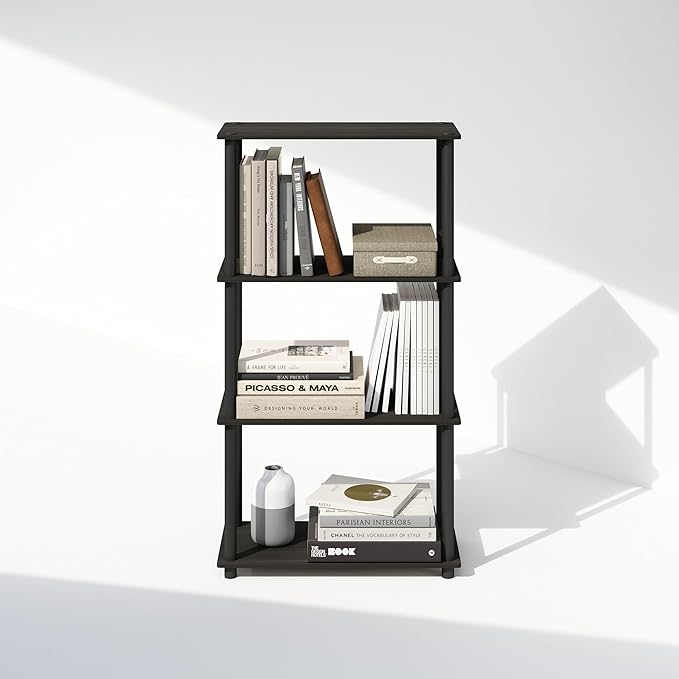 Furinno Turn-N-Tube Book Shelf, 4-Tier Bookshelf, Bookcase