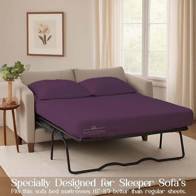 Sleeper Sofa Bed Sheet, 100% Cotton 400 Thread Count, 4 Piece Set, Deep Pocket