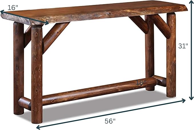 Rustic Sofa Table 56" Live Edge Console Table Cedar & Pine Wood
