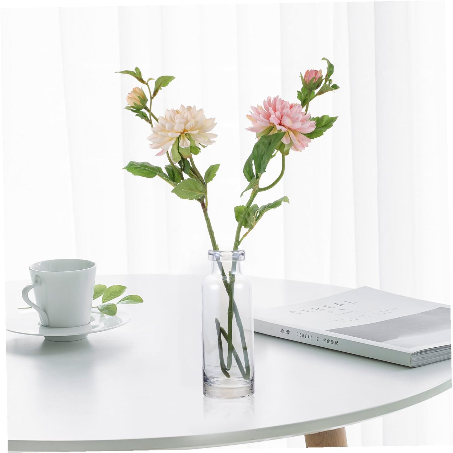 TEHAUX Ocean Blue Transparent Glass Hydroponic Plant Vase Small Mouth Terrarium for Home and Garden Decoration Desktop Planter for Fresh Indoor Environment and Stylish Office Table