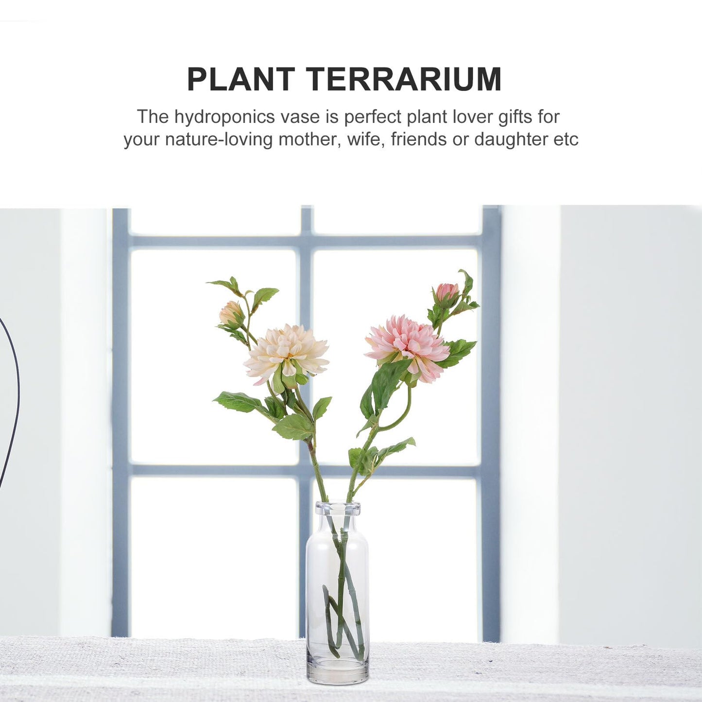 KALLORY Hydroponic Glass Desktop Vase for Plants Smooth Glass Planter Suitable for Office Home Table Decoration Modern Minimalist Terrarium in Ocean Blue