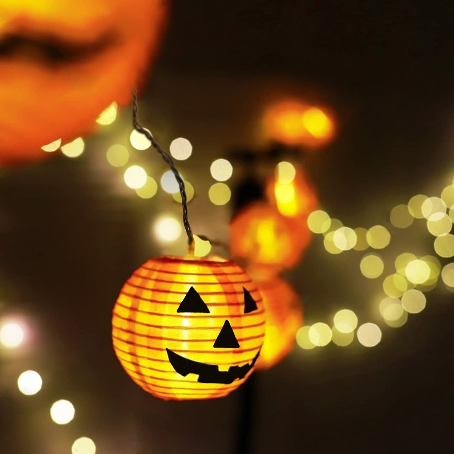 PASUTO Halloween Decorations Light Halloween Pumpkin Lantern String Lights, 10 Pack Jack O Lanterns Pumpkins Lights Plug in, 8.5FT Mini Pumpkin Light Connectable Indoor/Outdoor Halloweens Decorations