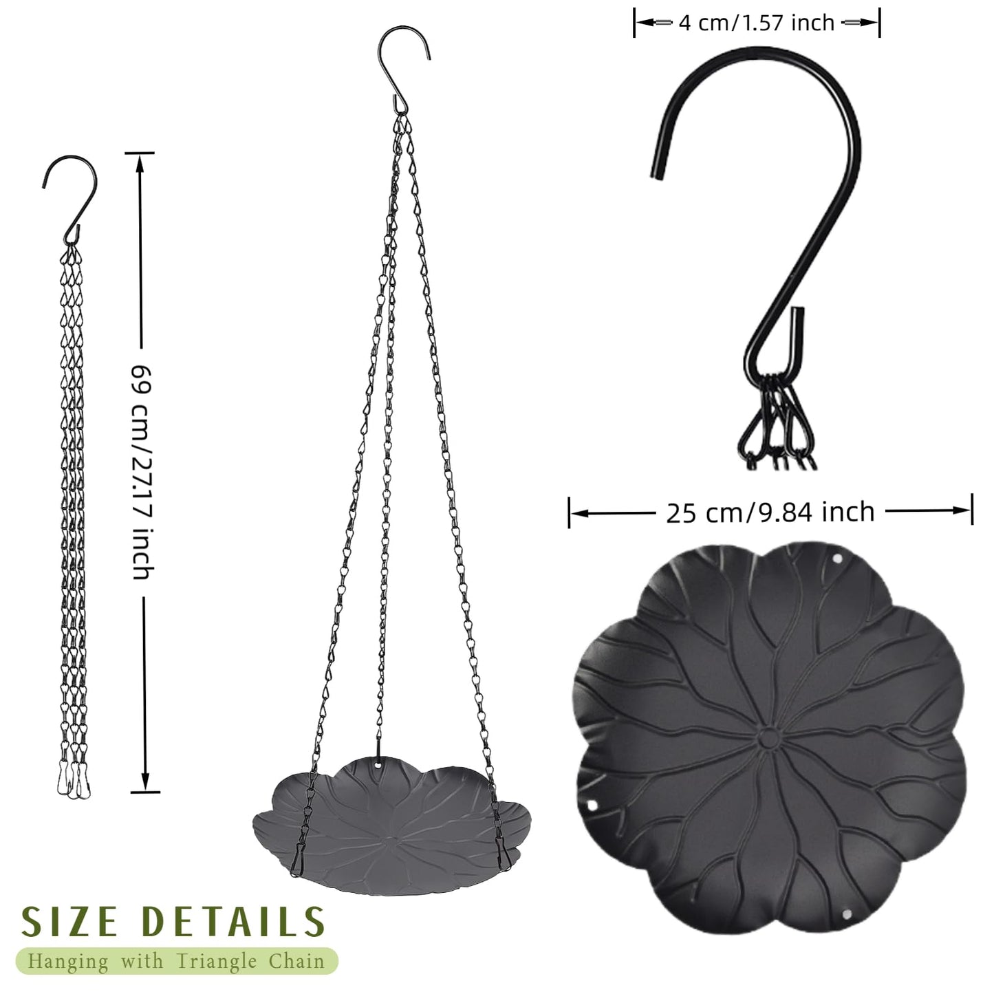 ZYUXUAN Hanging Planter for Indoor Outdoor, Plant Hanger, Hanging Plant Holder, Plant Pot Shelf Basket for Window Wall Ceiling Garden with Chains and Hooks, 2Pcs (Leaf)