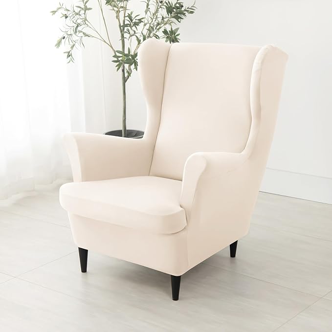 HAOYONG Wing Chair Slipcovers Waterproof Spandex Wingback Chair Covers 2 Pieces