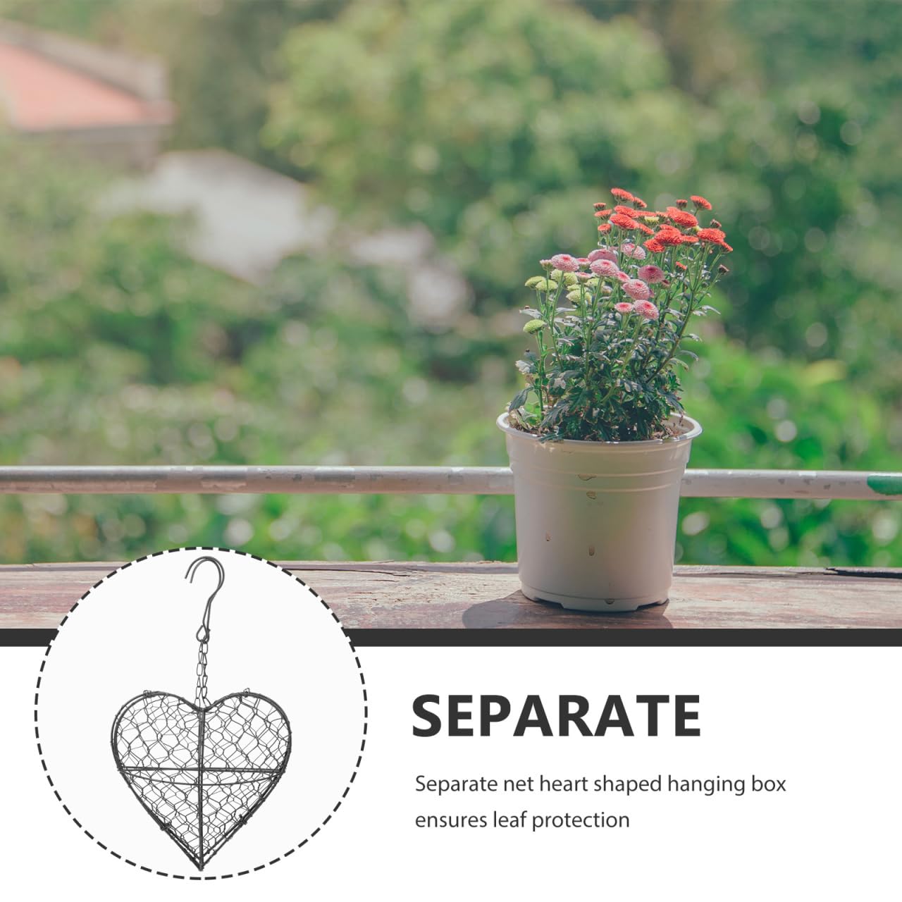 Mikikit Hanging Succulent Basket Heart Planter Wire Flower Holder Hanging Plant Holder Indoor Plant Decor