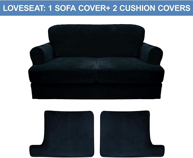 CUCRAF T Cushion Sofa Cover 3 Piece Loveseat Slipcovers, Soft Thick Velvet