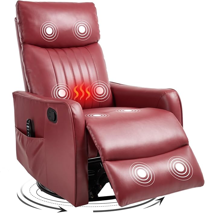 Trustyue Swivel Rocker Recliner Chair, 360° Swivel Recliner