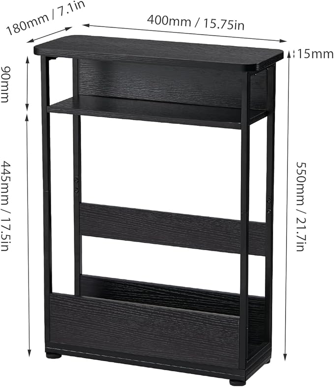 Narrow Side Table, 3-Tier Slim End Table