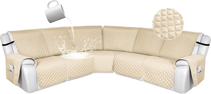 HDCAXKJ 100% Waterproof Reclining Sectional Couch Covers L Shape Recliner Sofa