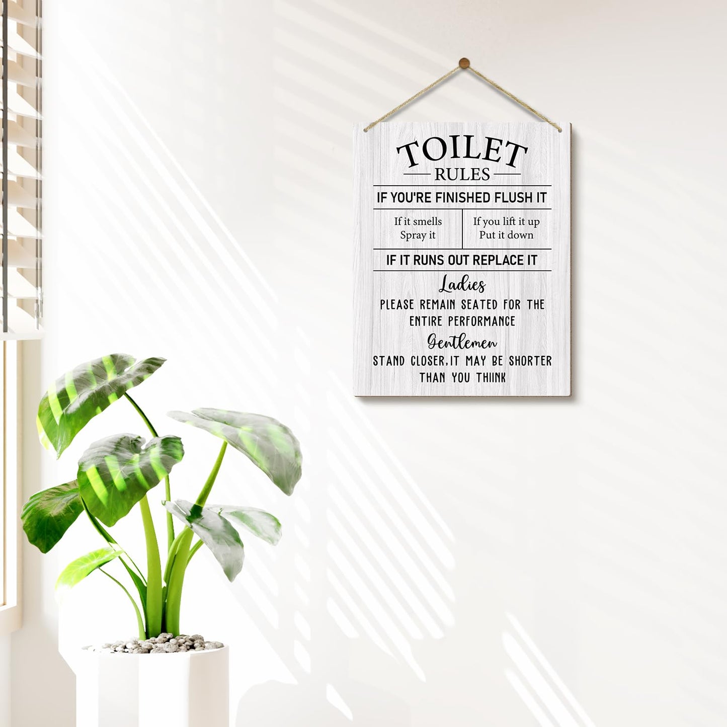 Toilet Wooden Sign, Housewarming Gift For Women Men Coworker Friend, Funny Toilet Rules Sign Back Of Toilet Decor Bathroom Decor Wall Art Decorations For Home Wall Sign Hanging Sign -08