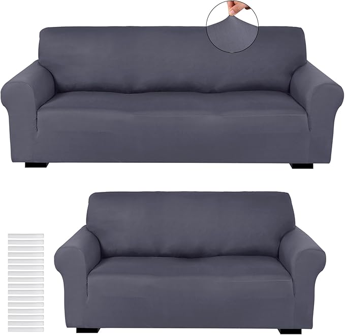 Peryiter 2 Pcs Sofa Covers Couch and Loveseat Covers Set Stretch Sofa Slipcover
