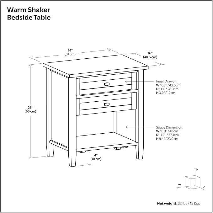 SIMPLIHOME Warm Shaker Nightstand