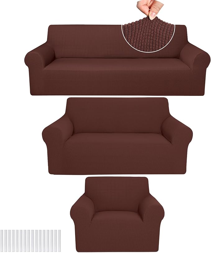 Peryiter 3 Pcs Couch and Loveseat Covers Set Sofa Cover