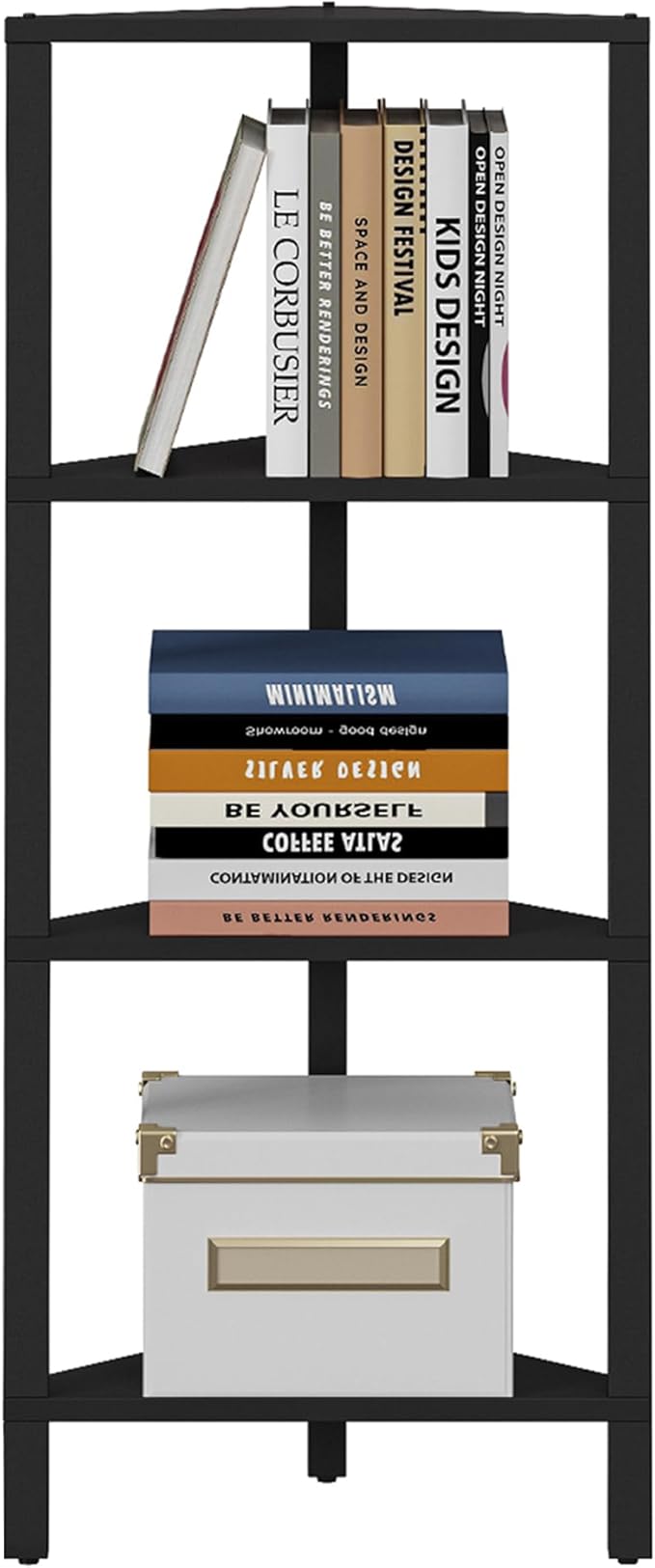 TUTOTAK Corner Shelf, 4-Tier Corner Bookshelf