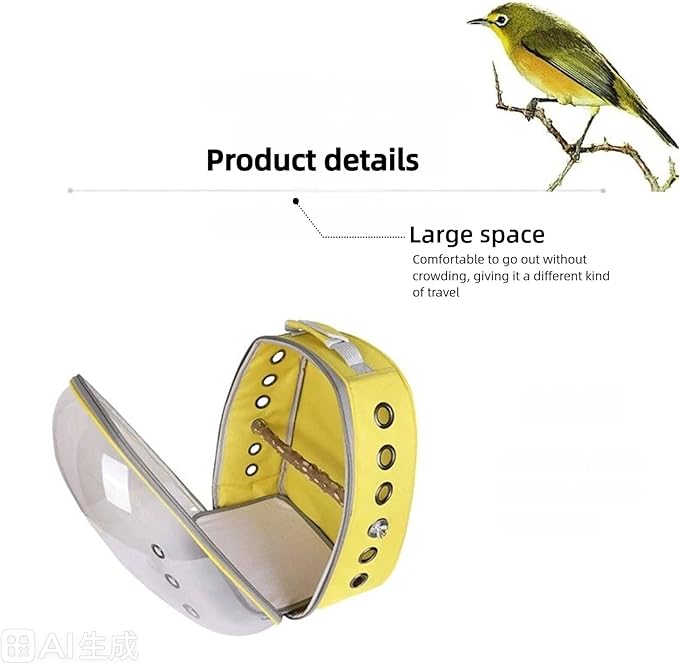 Bird Backpack, Lightweight and Breathable Outdoor Travel Backpack with 12 Breathable Holes, Wooden Pole, Adjustable Shoulder Strap for Birds and Pets (Deep Blue)
