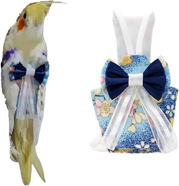 Bird Flight Suits Diapers, Parrot Flight Suits Diapers for Monk Parakeets Cockatiel Conure Lovebird Budgie, Parrot Clothes, Bird Training Nappy Suit Liners Clothes (Medium,Blue-A)