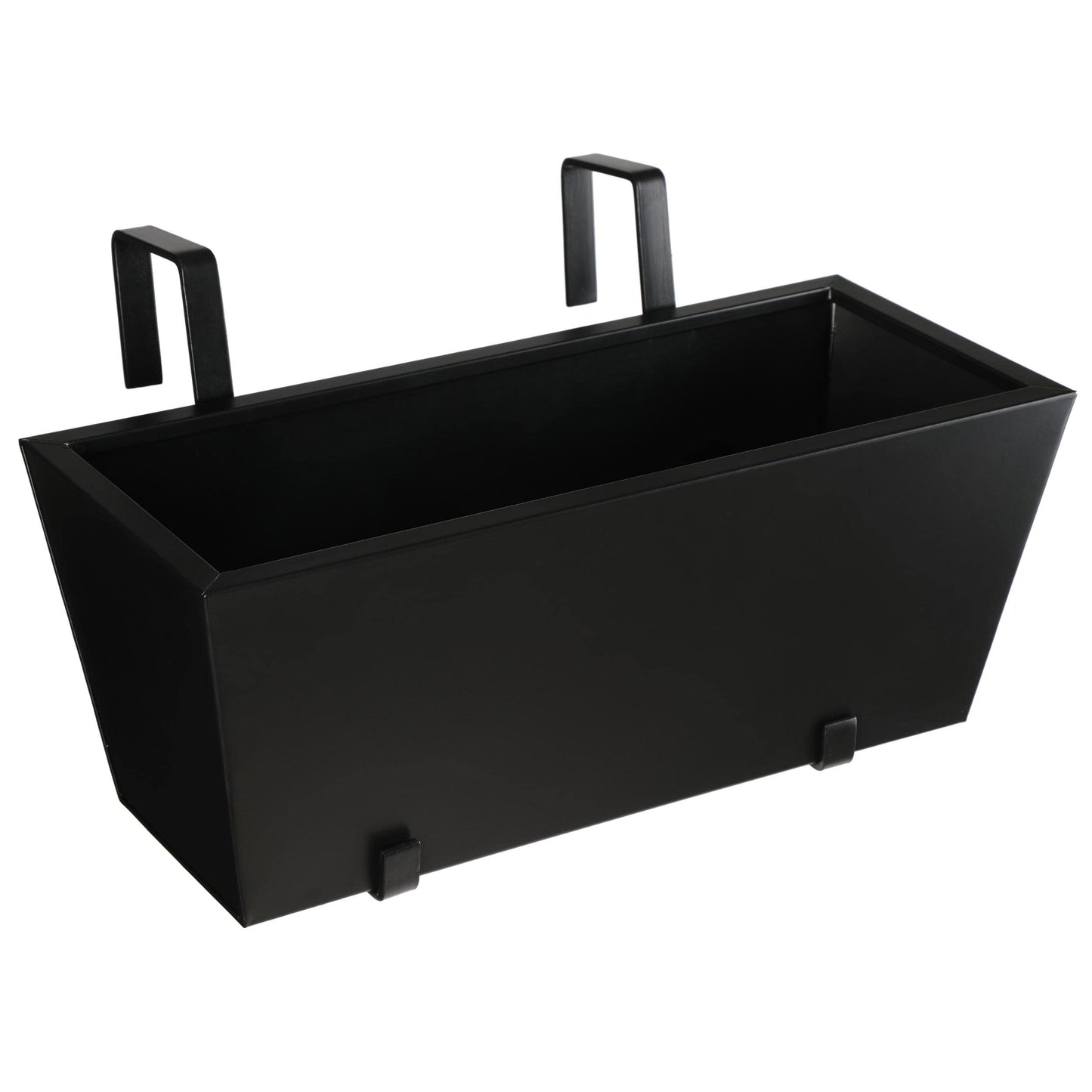 BIRDROCK HOME 1pk Metal Railing Planter - Balcony Flower Box - Deck Rail Boxes - House Apartment Plant Pot - Black