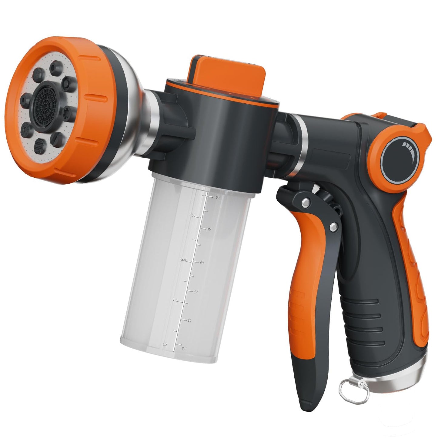 Garden Hose Nozzle,8 Patterns Hose Sprayer High Pressure,Heavy Duty Dog Wash,Metal Water Hose Nozzle with Soap Dispenser,Car Wash Foam Gun