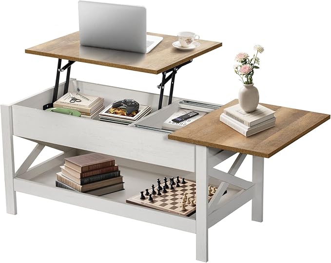 Lift Top Coffee Table with Storage, Small Coffee Table with Hidden Compartment