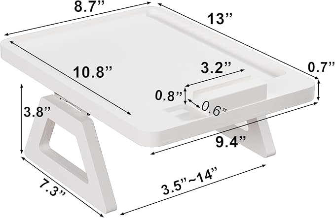 Couch Arm Tray with 360°Phone, Bamboo Folding Sofa Tray, Sofa Armrest Trays