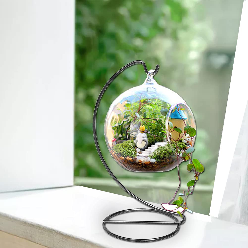YEARCHY Ornament Display Hanger Rack Stand Hook Chrismas Ornament Party Decoration Holder Air Plant Flower Pot Hanging Terrarium Home Office Decoration (1, 9.1''x4.1''), Black