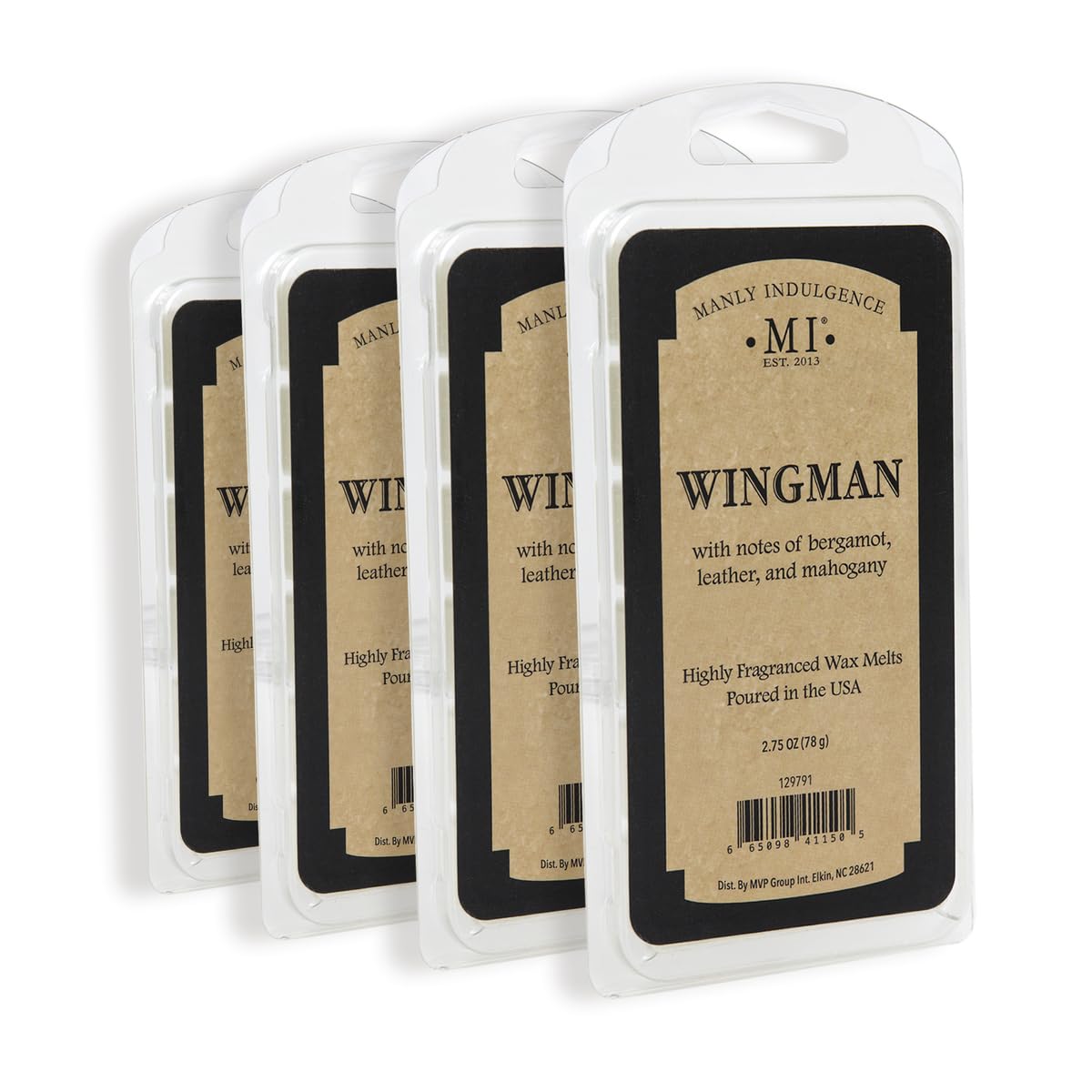 Manly Indulgence Wingman Scented Wax Melts, Wax Melt Warmer Cubes, Long Lasting Scented Wax Warmer Cubes, 4 Pack, 6 Cubes Each - Made in The USA