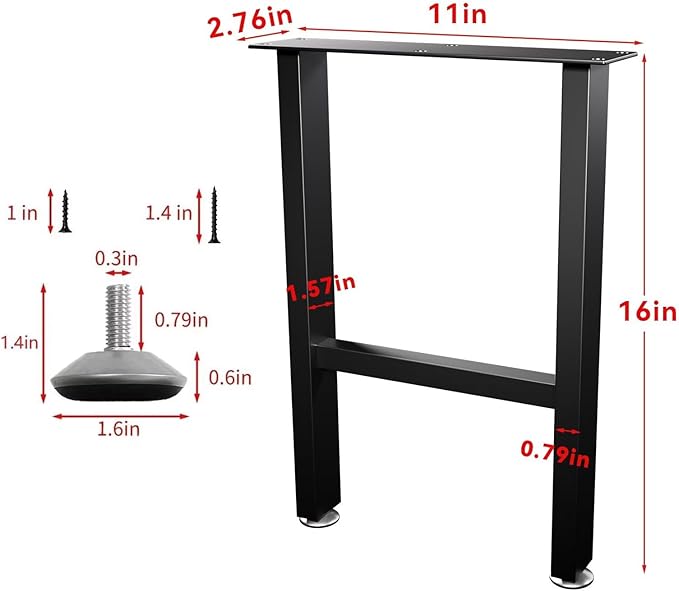 H Bench Legs 16 Inch Metal Coffee End Table Legs