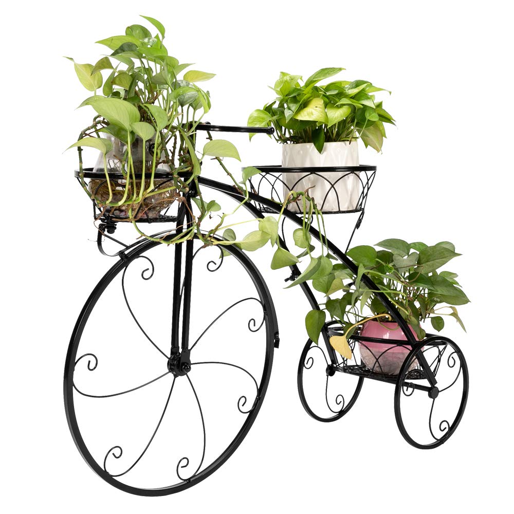 [US-Stock] Artisasset Tricycle Plant Stand,3 Potted Metal Stand,Plant Stand,Plant Holder for Indoor Outdoor Black