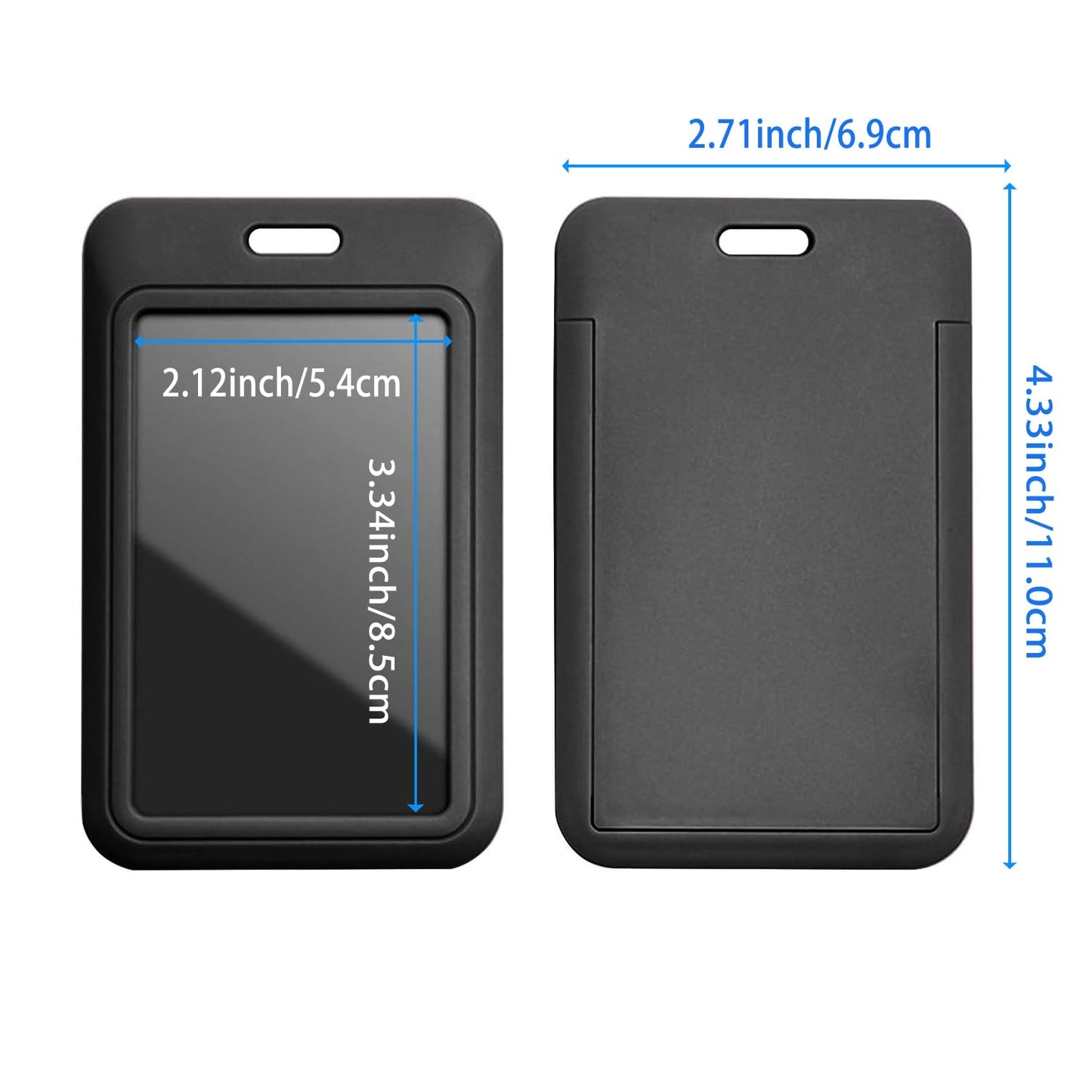 15 Pack Sliding ID Badge Holder Vertical Hard Plastic Card Case Protector Pouch,for Office School ID Credit Cards Proximity Work Badge Sleeve Key Cards Driver's Licenses (Black)