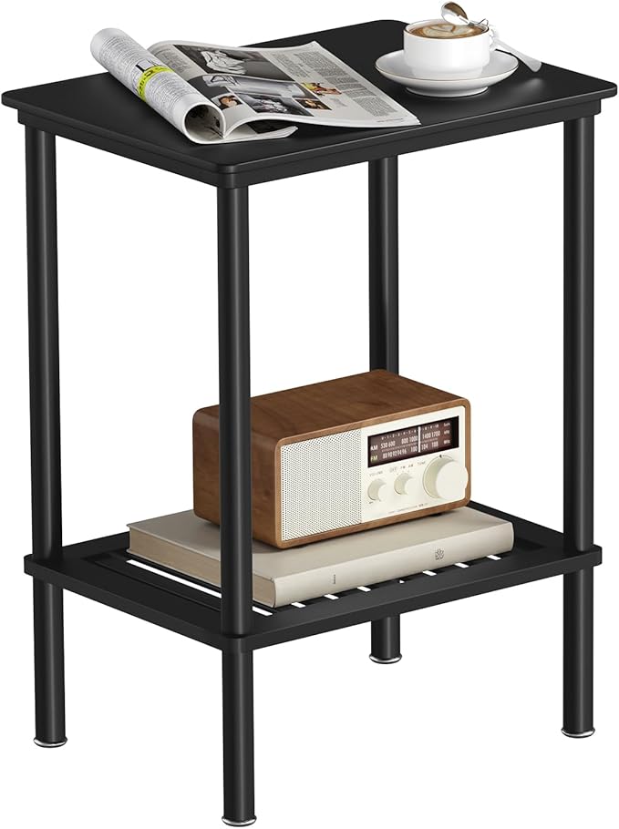 2 Tier Small Side Table, Bedside Table, Narrow Entryway Table, Bamboo End Table