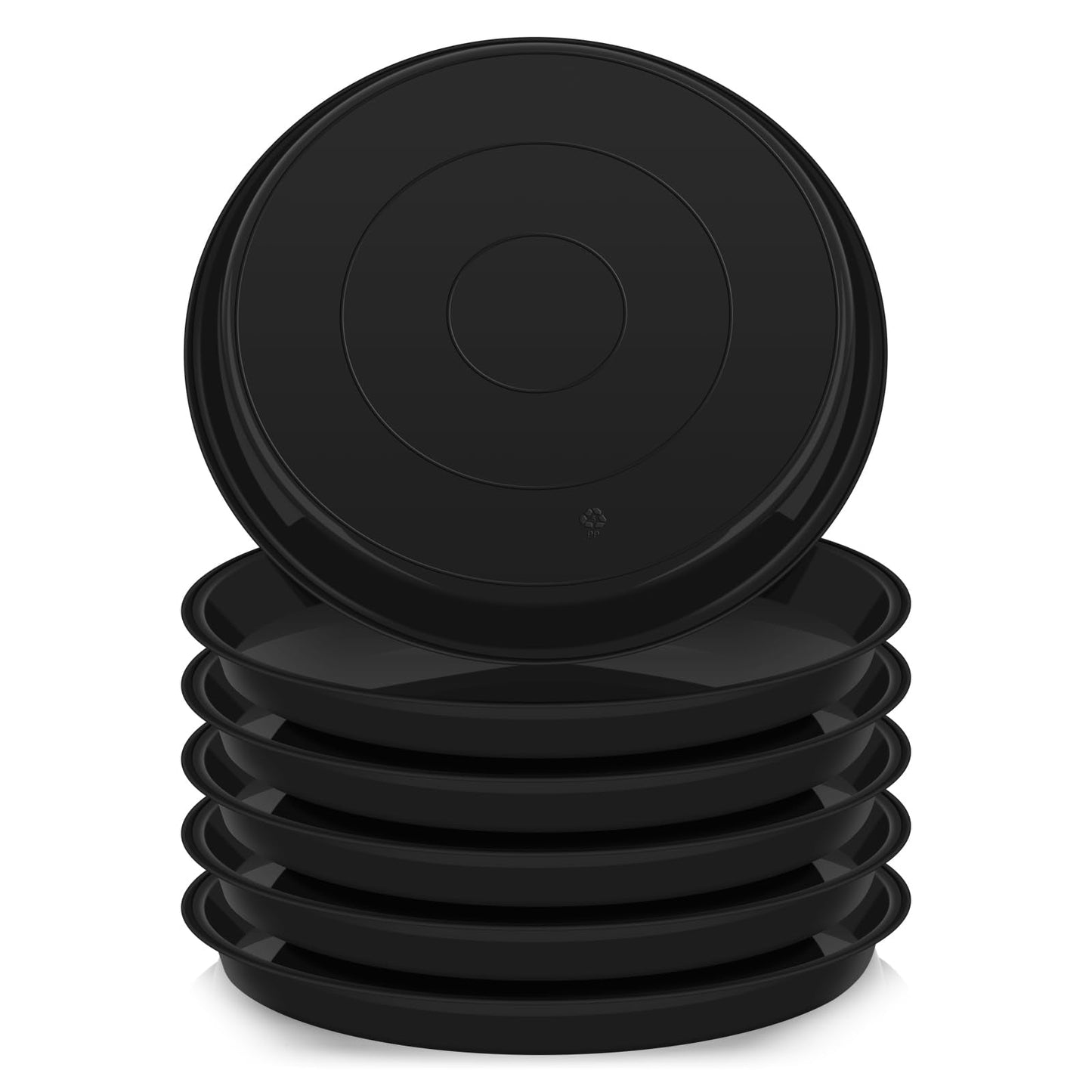 VUWEZ 6 Pack of Plant Saucer 14 Inch (12 Inch Base), 14 Inch Plant Saucer, Plastic Plant Trays for Pots, Plant Saucers for Indoors Round, Planter Tray for Planter 11"/12"/13" (14", Black)