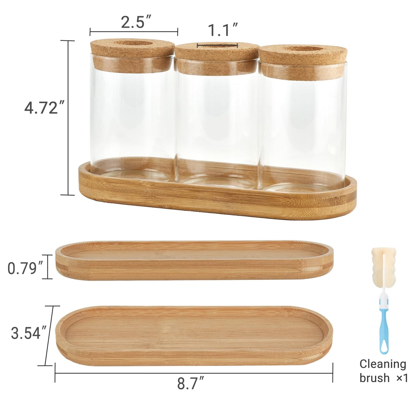 Dahey Plant Propagation Terrarium Desktop Glass Planter Station Water Planting Glass Vase with Lid and Wooden Stand for Propagating Hydroponic Plants Centerpiece Office Home Garden Decor, 3 Pcs