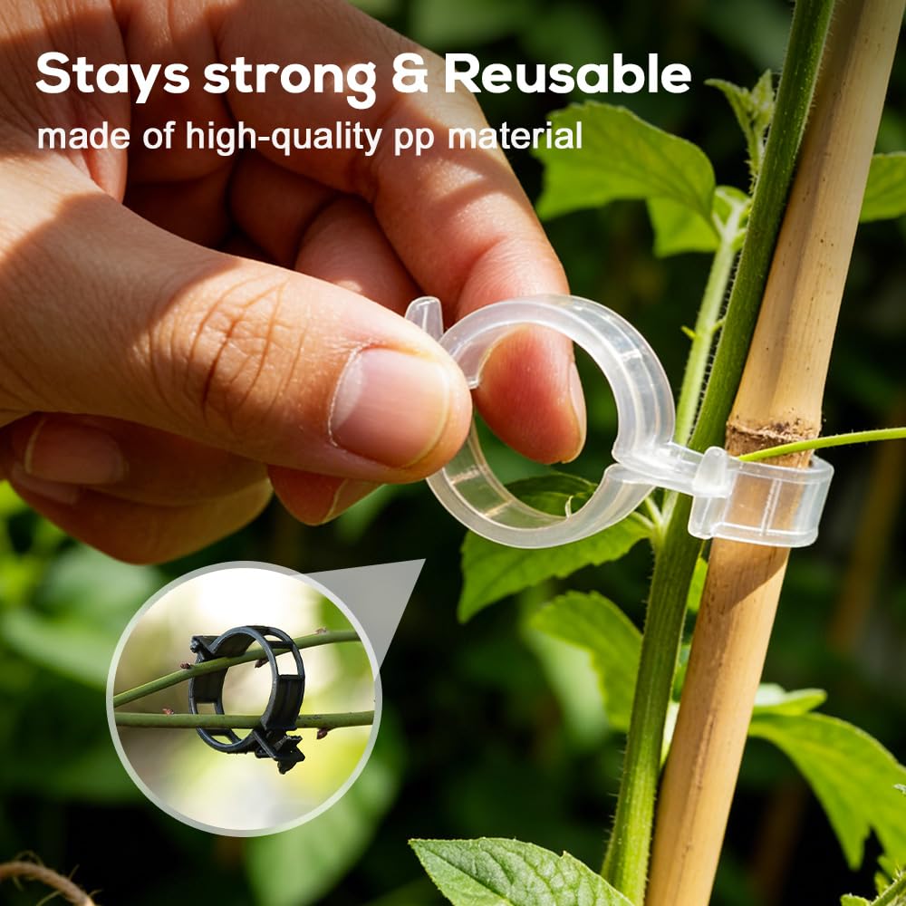 DSACL Plant Support Clips, 2026 Upgraded Tomato Plant Clips for Climbing Plants, Reusable Plastic Garden Clip for Grape Cucumber Stems Outdoor Vine Fixing Clip Gardening Supplies (50, Green)