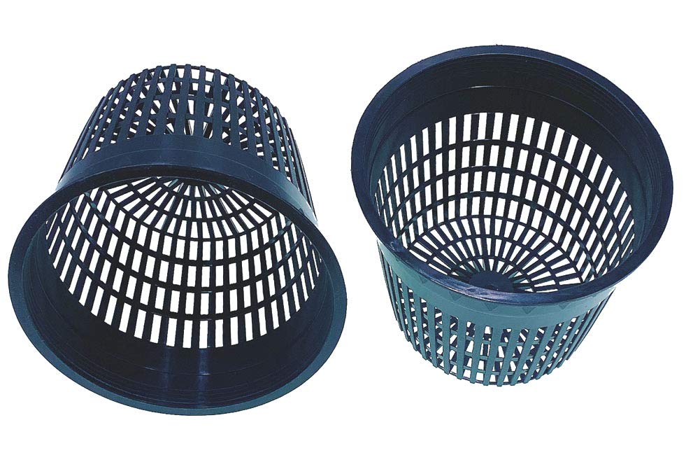 HORTIPOTS Net Pot 6 Inch Raised Center Bottom Mesh Sided with Free Reflective Lids Pack of 10