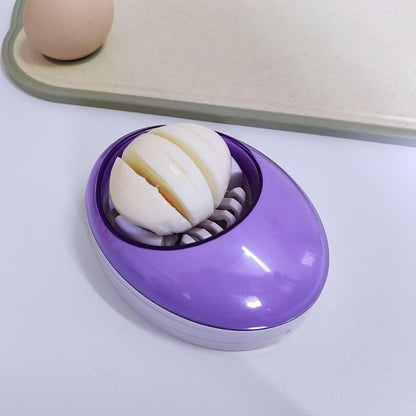 Egg Slicer for Hard Boiled Eggs,Easy to Cut Egg into Slices, Wedge and Dices, Sturdy ABS Body with Stainless Steel Wires,Non-slip Feet,Dishwasher Safe, BPA Free (Blue)