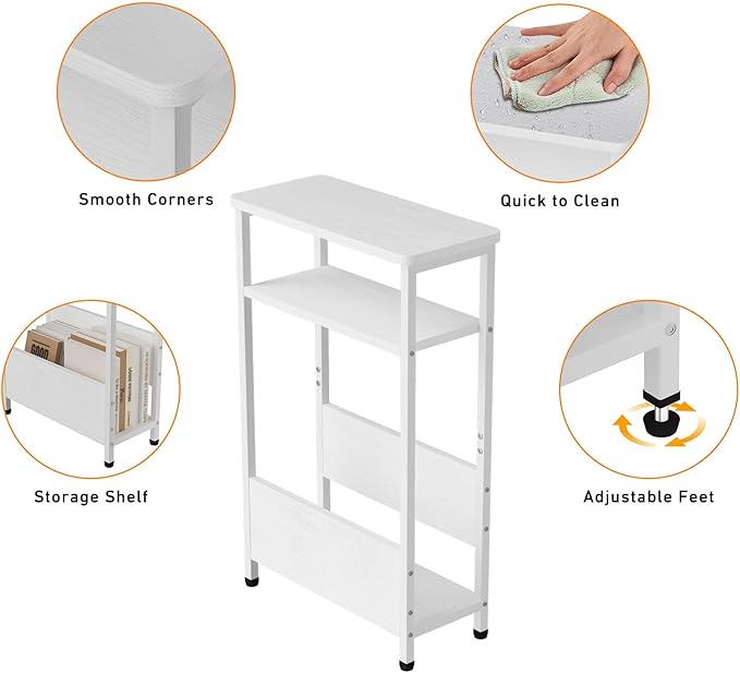 THUMEYE 7.1" Narrow Side Table for Small Spaces, 3 Tier Small End Table