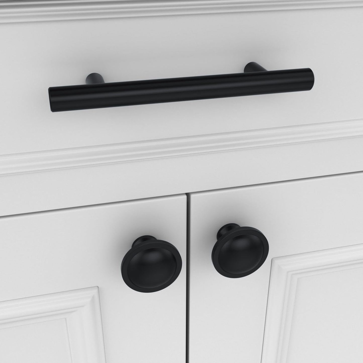 Banqin 10 Pack Cabinet Knobs Black Round Mushroom Hardware Cabinet Knob for Dresser Drawer Diameter 1-1/2 Inch