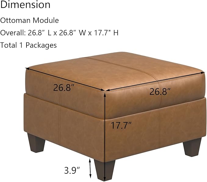EASE MOOSE Faux Leather Square Ottoman Module