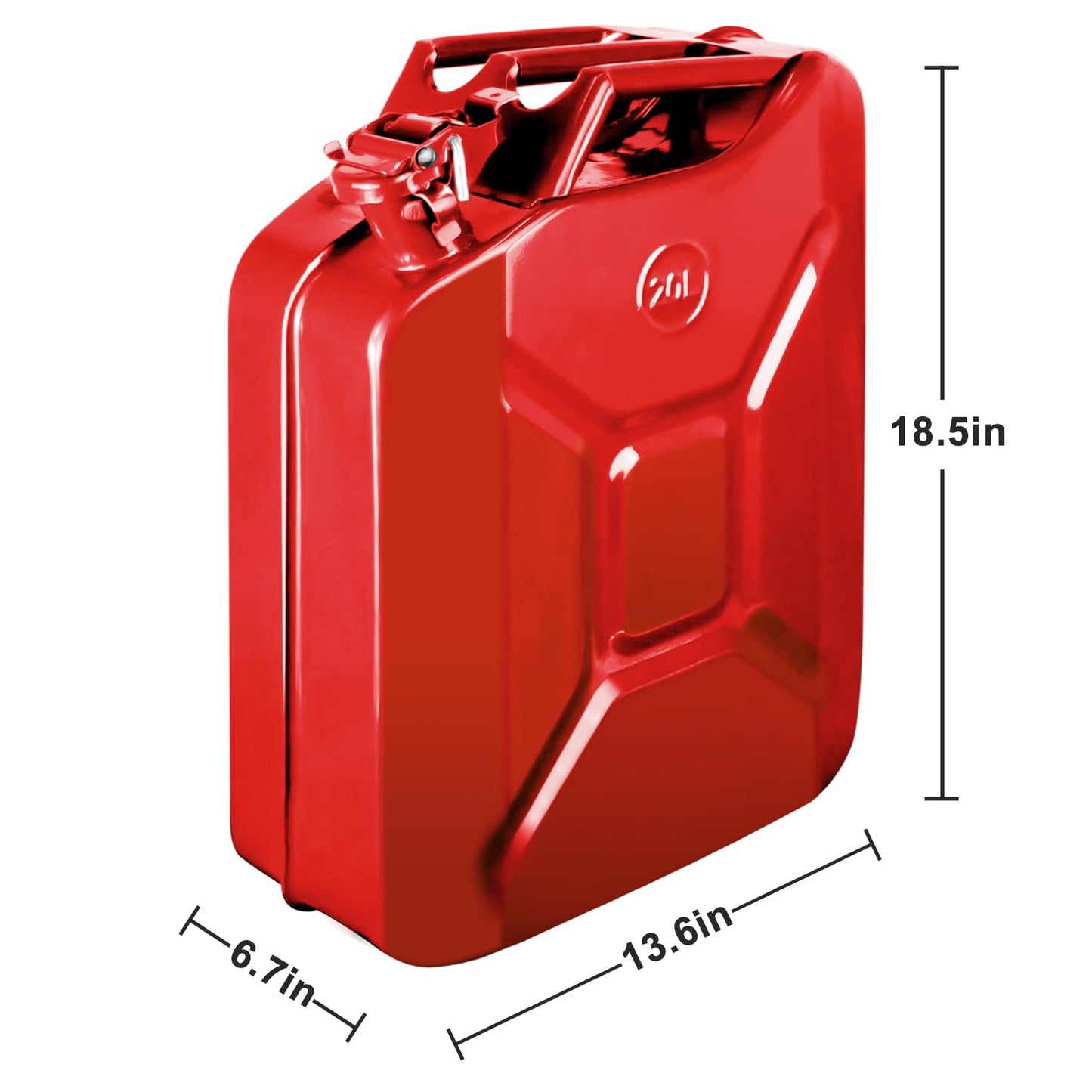 5 Gallon Metal Watering Can, Outdoor Storage Jar with Removable Spout, 20L Sturdy Water Can with Handle, Easy to Carry, Red