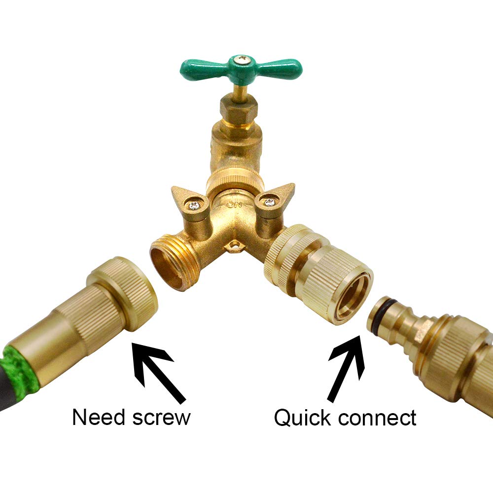HQMPC Garden Hose Quick Connect Solid Brass Quick Connector Garden Hose Fitting Water Hose Connectors 3/4 inch GHT (2SETS)