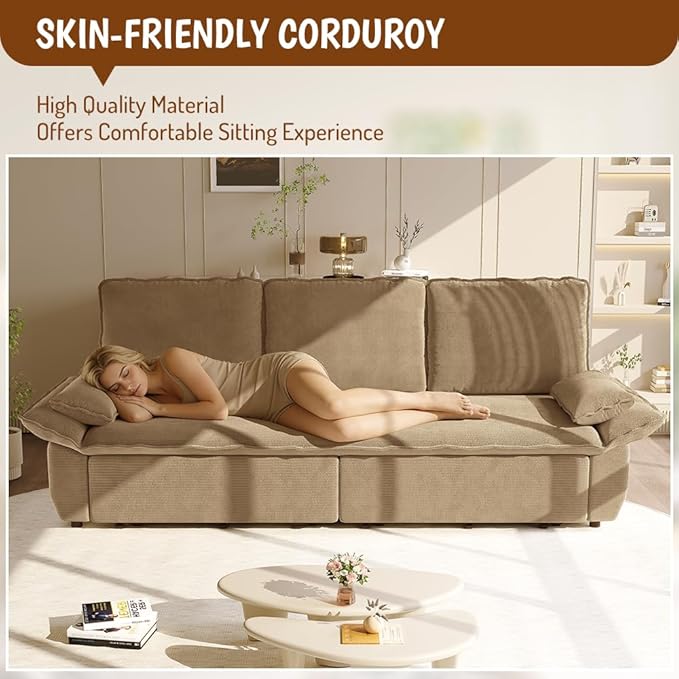 KEIKI 94.5'' King Sleeper Sofa Bed, Space-Saving 3-in-1 Pull Out Futon Couch