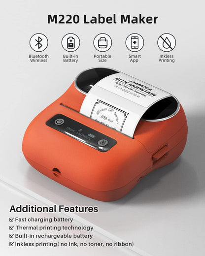 Phomemo M220 Label Maker, Bluetooth Thermal Label Printer for Barcode, Address, Labeling, Mailing, File Folder Label, 3 Inch Label Maker Machine Support Smartphone, Tablet&PC, with 3 Rolls of Labels