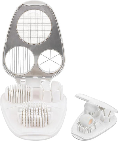 Egg Slicer for Hard Boiled Eggs, 3-in-1 Dicer with Multiple Cutting Modes, Egg Slicer Kitchen Gadget for Strawberry, Grape, Cherry(COLOR:White)