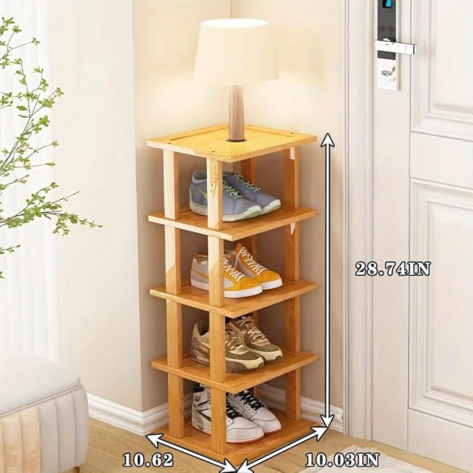 SAN HE Bamboo Shoe Rack 5Tier- Vertical Shoe Rack
