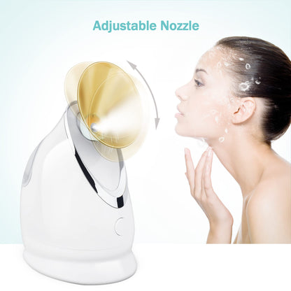 EZBASICS Facial Steamer Ionic Face Steamer for Home Facial, Warm Mist Humidifier Atomizer for Face Sauna Spa Sinuses Moisturizing, Unclogs Pores, 1 Pack + 5 Stainless Steel Skin Kit Blue